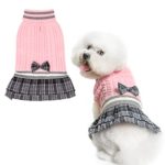 Dog Sweater Dress Plaid Dress with Bowtie