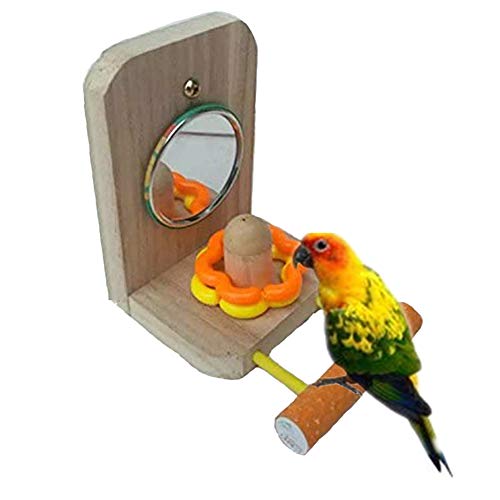 Bird Perch Mirror Toy Stand Parrot Chew Toy