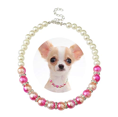 PET SHOW Pink Small Dogs Necklace Faux Pearl