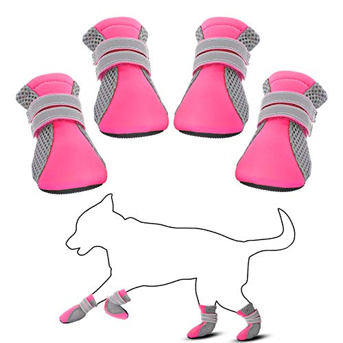 AOFITEE Mesh Dog Boots Reflective Dog Shoes