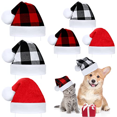 6 Pieces Christmas Santa Hat for Dog Cat