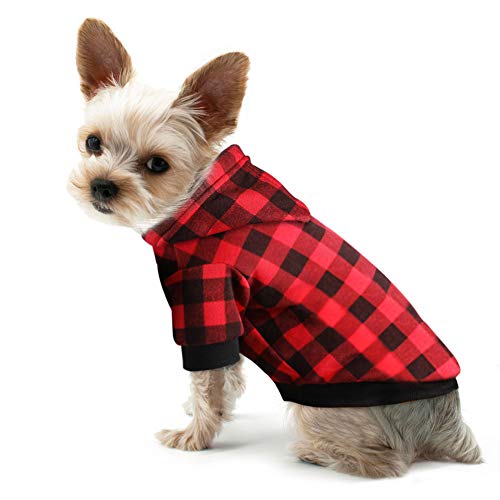 Plaid Dog Hoodie Sweatshirt Sweater for Small Dogs