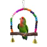 HONBAY Wooden Bird Swing Perch Parrot Hanging Toy