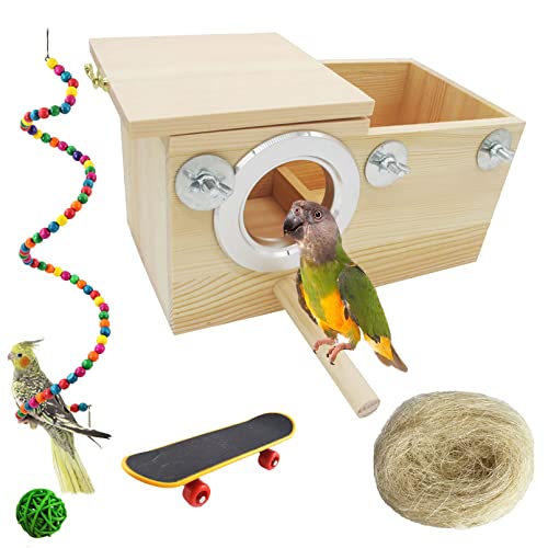 Parakeet Nesting Mating Breeding Box with Perch Bird Toy