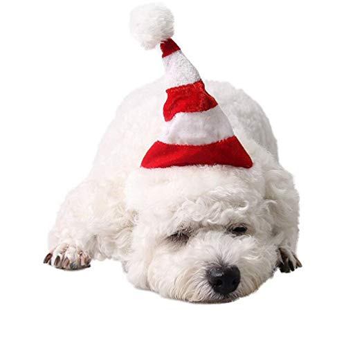 PRETYZOOM Dog Cat Pet Striped Santa Hat