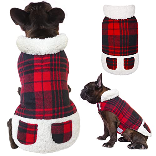 KYEESE Dog Jacket Checked Plaid with Leash Hole