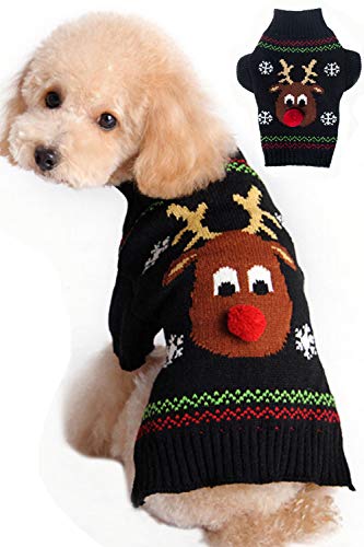BOBIBI Dog Sweater for Christmas Cartoon Reindeer