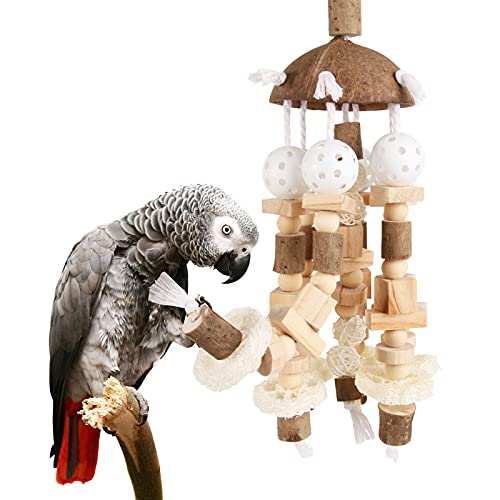 Aupipiroo Large Bird Parrot Toy Natural Wooden Blocks
