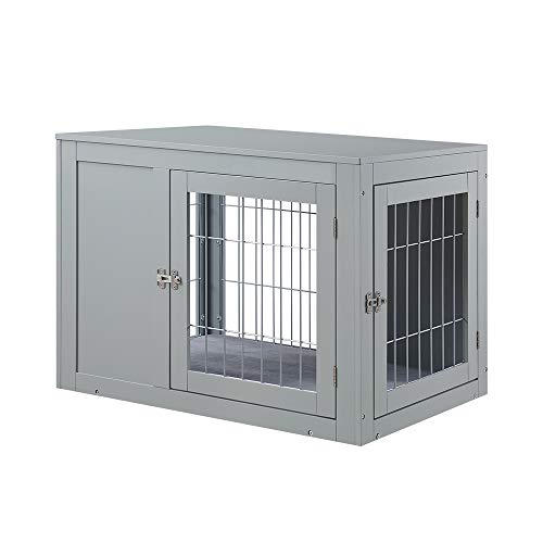 unipaws Furniture Style Dog Crate End Table with Cushion