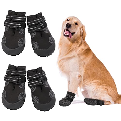 Waterproof Dog Boots with Reflective & Adjustable Straps