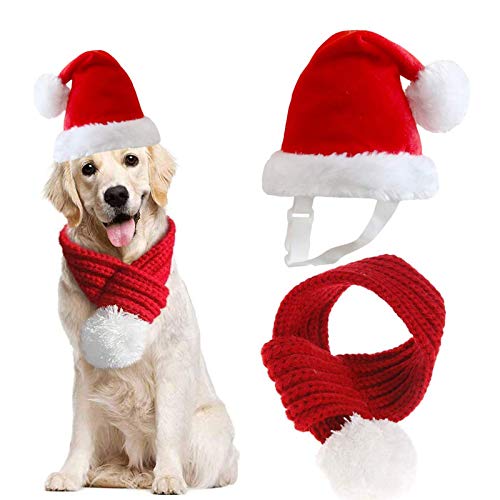 Inscape Data Christmas Dog Santa Hat with Scarf