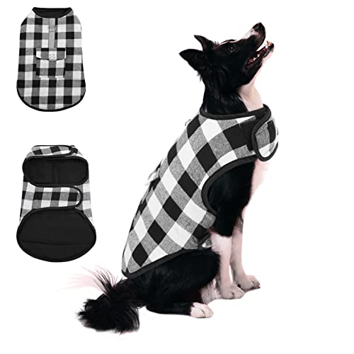 Plaid Dog Jacket Reversible Warm Fleece