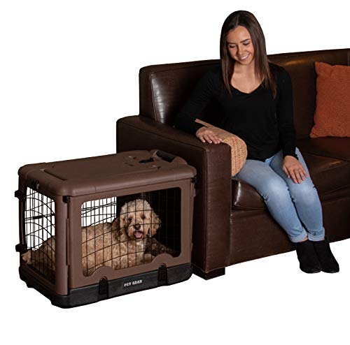 Cats/Dogs Door Steel Crate with Plush Bed
