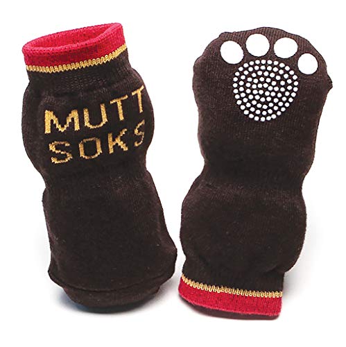 MuttSoks Cotton Knit Dog Socks with Non-Slip Pads
