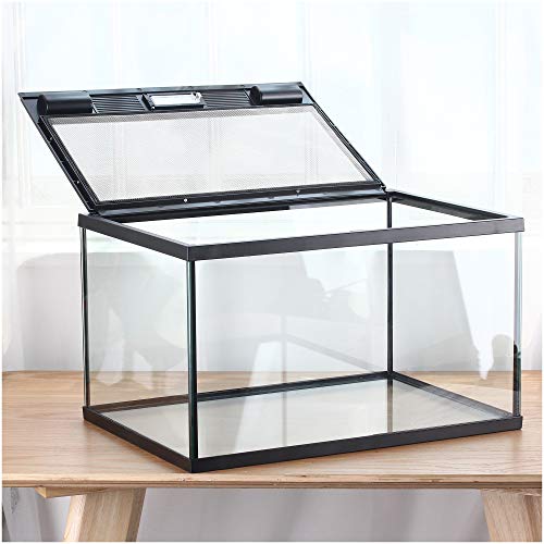 crapelles Reptile Terrarium Glass Box Large Metal Ventilation