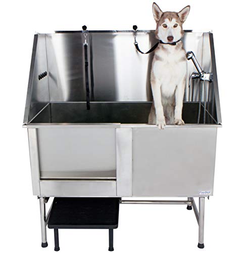 PawBest Stainless Steel Dog Grooming Bath Tub with Ramp