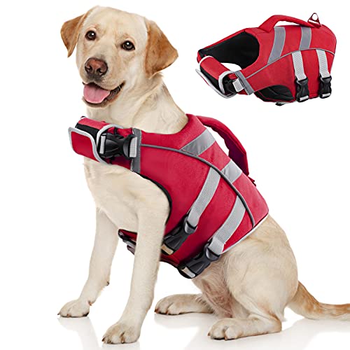 Adjustable Dog Life Jacket with Reflective Stripe