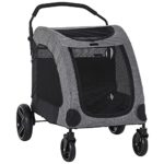 PawHut Pet Stroller Universal Wheel with Storage Basket