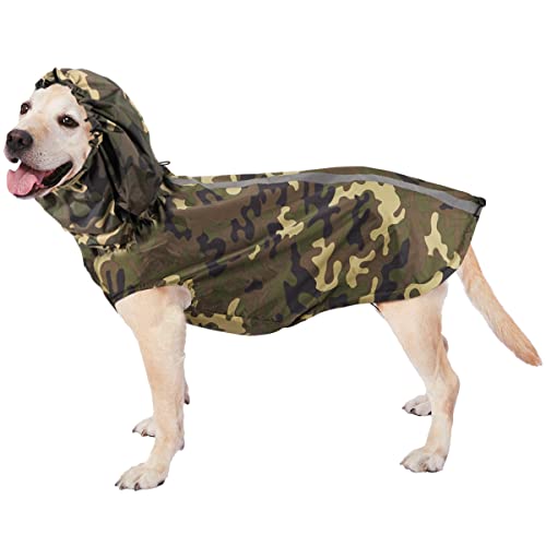 Rain Jacket Lightweight with Adjustable Drawstring for Large Dogs