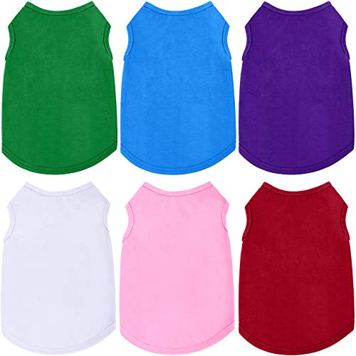 6 Pieces Dog Shirts Pet Puppy Blank Clothes