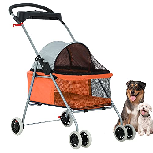New BestPet Orange Posh Pet Stroller Dogs