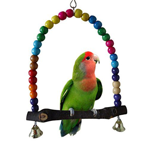 Multi-Color 5.5 x 5.6 Inch Wooden Bird Swings