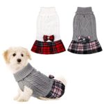 Pedgot 2 Pieces Dog Sweater Dress Plaid