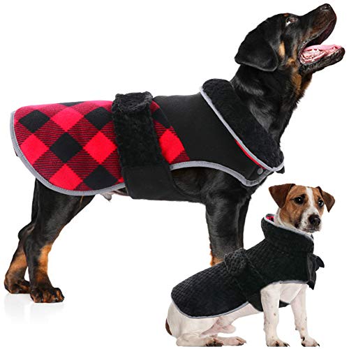 Warm Dog Coats Windproof Dog Jacket Plaid Winter