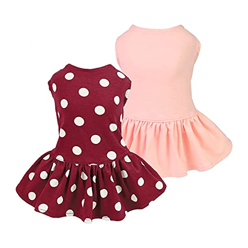 Fitwarm 2-Pack 100% Cotton Polka Dot Dog Dress