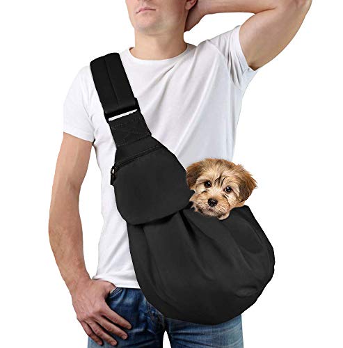 Hand Free Dog Sling Carrier Adjustable Padded Strap Tote Bag