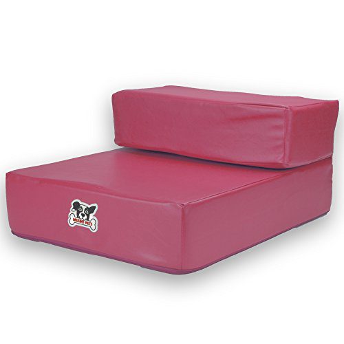 Smooth Steps Folding Pink Leather Pet Stairs