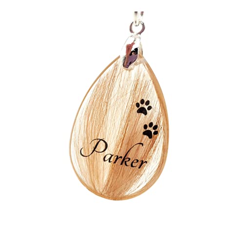 Memorial Hair Locket Keepsake with Paw Prints and Name