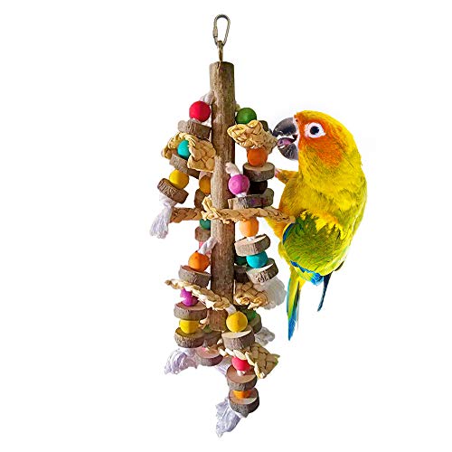 Multiple Wood Bird Chewing Toy Tearing and Foraging