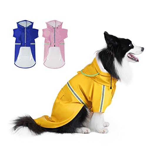 Dog Rain Jacket with Reflective Strips