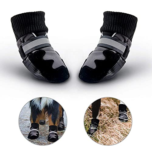 Reflective Pet Paw Protectors with Adjustable Self