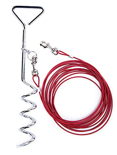 Medium to Large Dogs Tie Out Cable and Reflective Stake