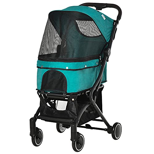 PawHut Pet Travel Stroller Dog Cat with EVA Wheels