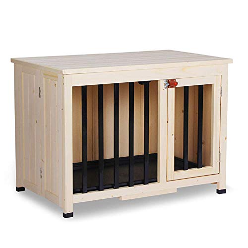 Dog Kennel Wooden Portable Pet Cage with Tray