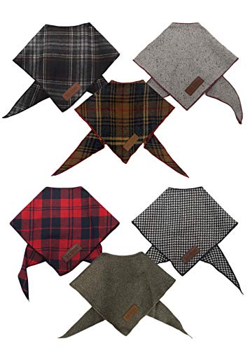 Tail Trends 6 Pack Reversible Dog Bandanas Plaids and Dots