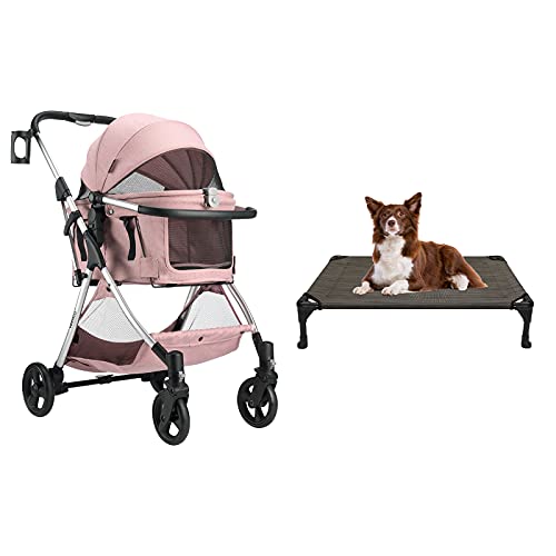 Veehoo Medium Elevated Dog Bed & Folding Pet Stroller