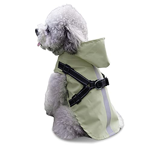 Dog Raincoat with Harness - Rain Poncho with Hood