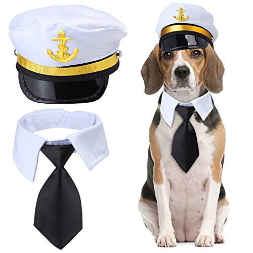 Yewong Pet Captain Costume Set with Pet Necktie/Bowtie