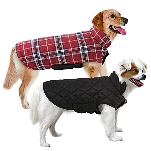 Stay Warm and Stylish with the Reversible British Style Plaid Dog Jacket