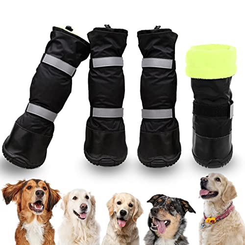 SUNFURA Dog Rain Boots with Warm Fleece