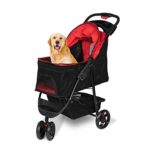 Pet Carrier Stroller for Dogs Cats with Storage Basket