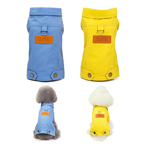 2 Piece Pet Dog Denim Costumes Denim Lapel Jacket Coats