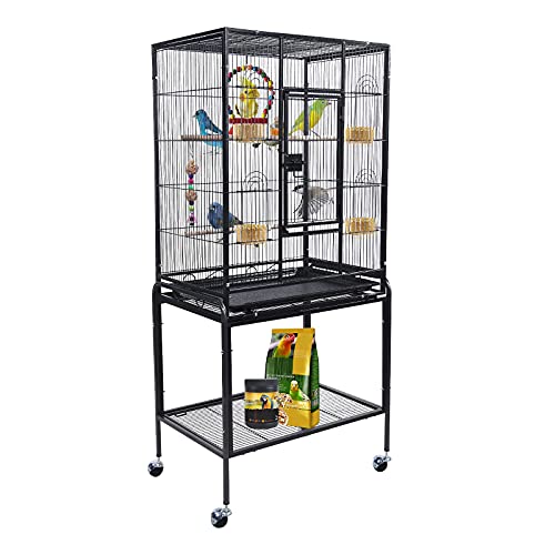 Parrot Cage with Swivel-Caster Wheels and Bottom Tray