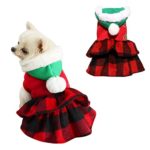 SGQCAR Christmas Plaid Dog Dress Hoodie