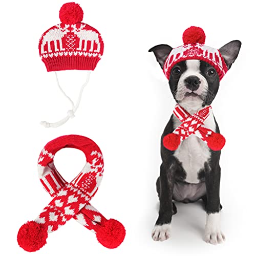 Scarf and Hat Set Dog Christmas Costume