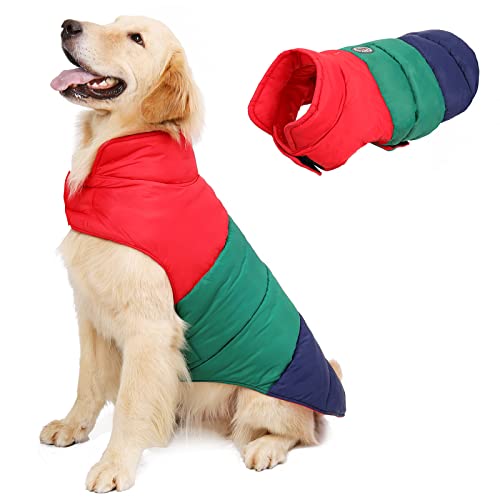 Reversible Dog Winter Coat Jacket with Leash Hole